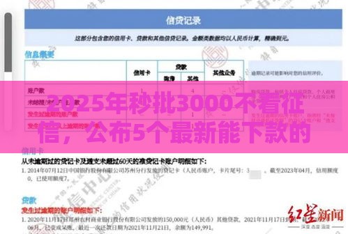 2025年秒批3000不看征信，公布5个最新能下款的借款平台2025