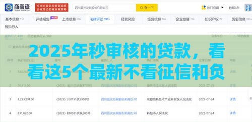 2025年秒审核的贷款，看看这5个最新不看征信和负债的贷款平台