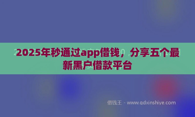 2025年秒通过app借钱，分享五个最新黑户借款平台