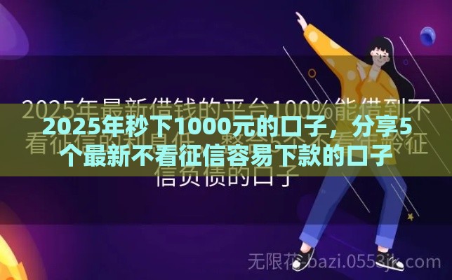 2025年秒下1000元的口子，分享5个最新不看征信容易下款的口子