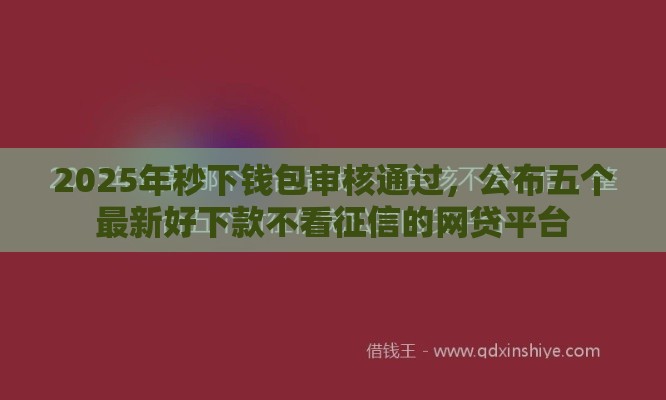 2025年秒下钱包审核通过，公布五个最新好下款不看征信的网贷平台