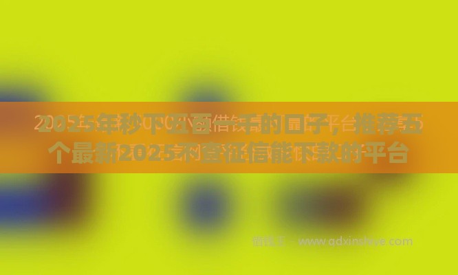 2025年秒下五百一千的口子，推荐五个最新2025不查征信能下款的平台