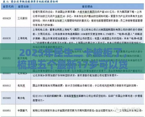 2025年民生二卡被拒了，梳理五个最新17岁可以贷款的平台