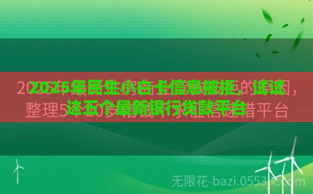 2025年民生小白卡信息被拒，试试这五个最新银行贷款平台