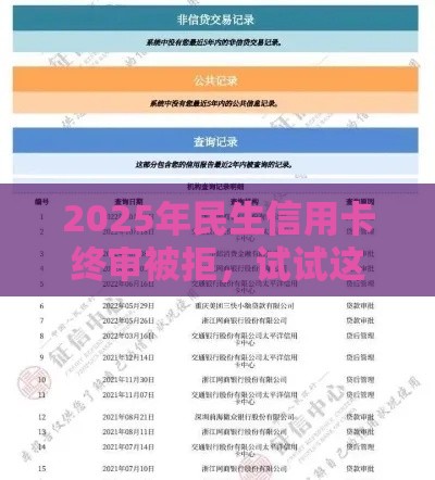 2025年民生信用卡终审被拒，试试这五个最新哪家贷款平台好
