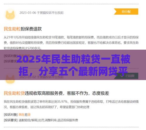 2025年民生助粒贷一直被拒，分享五个最新网贷平台利息最低