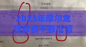 2025年摩尔龙贷款看不看征信，整合五个最新2025黑户逾期百分百能下款的口子