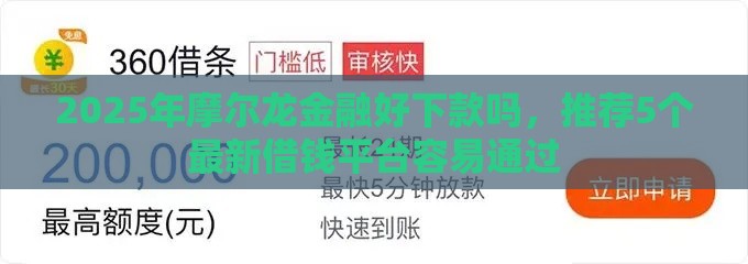 2025年摩尔龙金融好下款吗，推荐5个最新借钱平台容易通过
