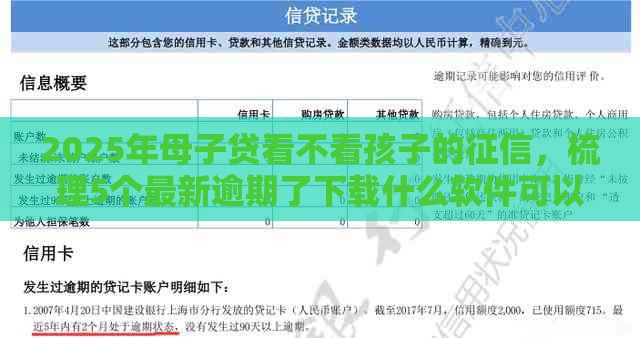 2025年母子贷看不看孩子的征信，梳理5个最新逾期了下载什么软件可以借到钱