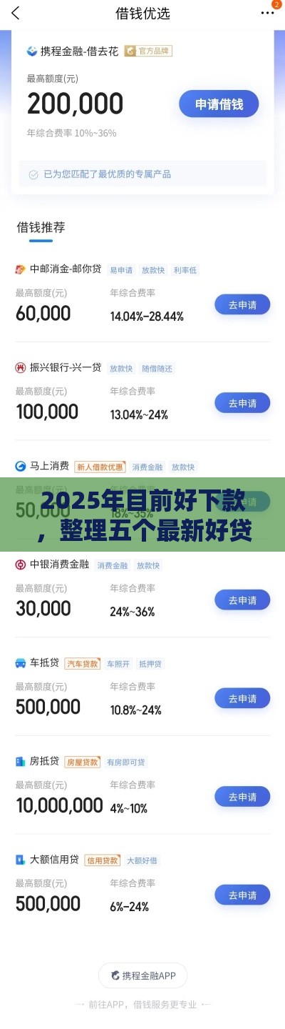 2025年目前好下款,整理五个最新好贷款平台 2025年目前好下款,整理五个最新好贷款平台
