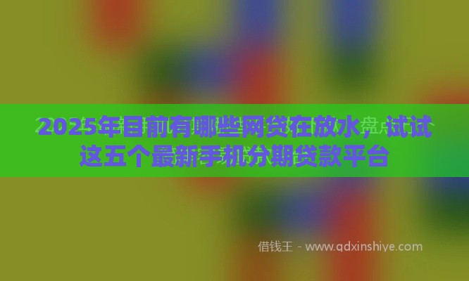 2025年目前有哪些网贷在放水，试试这五个最新手机分期贷款平台