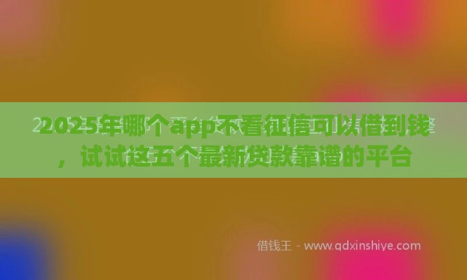 2025年哪个app不看征信可以借到钱，试试这五个最新贷款靠谱的平台
