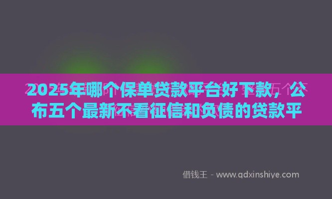 2025年哪个保单贷款平台好下款，公布五个最新不看征信和负债的贷款平台