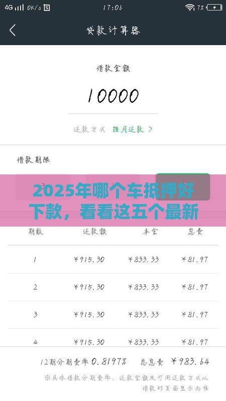 2025年哪个车抵押好下款，看看这五个最新好一点的贷款平台