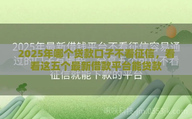 2025年哪个贷款口子不看征信，看看这五个最新借款平台能贷款