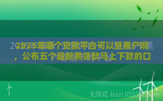 2025年哪个贷款平台可以贷黑户啊，公布五个最新黑贷款马上下款的口子
