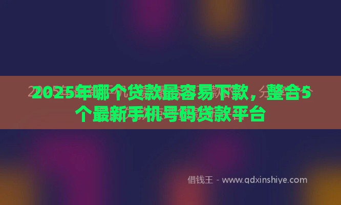 2025年哪个贷款最容易下款，整合5个最新手机号码贷款平台