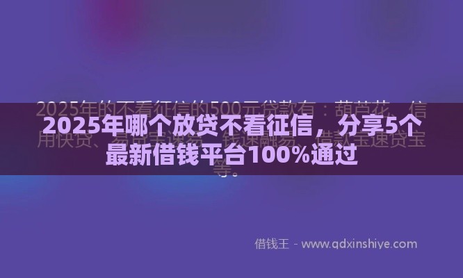 2025年哪个放贷不看征信，分享5个最新借钱平台100%通过