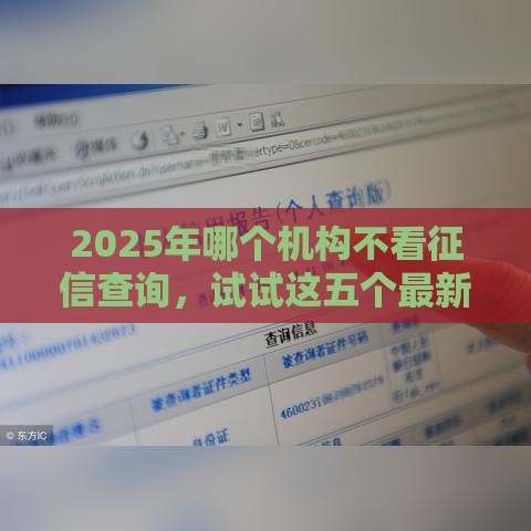 2025年哪个机构不看征信查询，试试这五个最新有没有什么软件征信黑了可以贷款