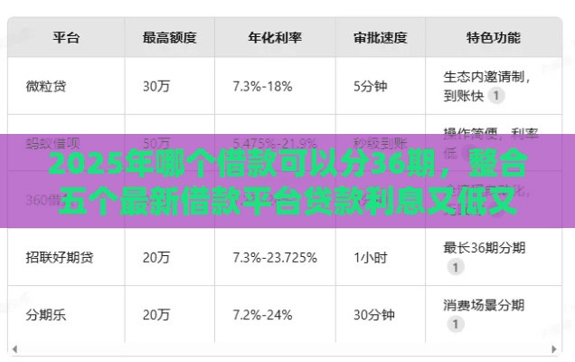 2025年哪个借款可以分36期，整合五个最新借款平台贷款利息又低又正规