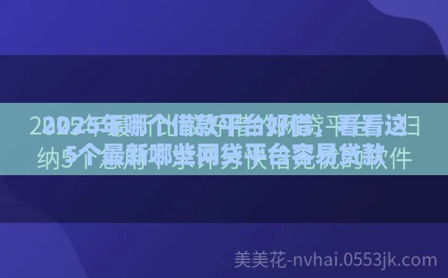 2025年哪个借款平台好借，看看这5个最新哪些网贷平台容易贷款