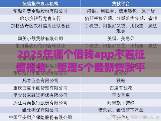 2025年哪个借钱app不看征信报告，整理5个最新贷款平台都