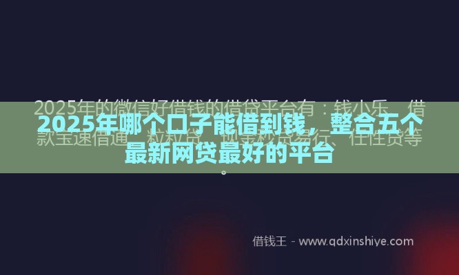 2025年哪个口子能借到钱，整合五个最新网贷最好的平台
