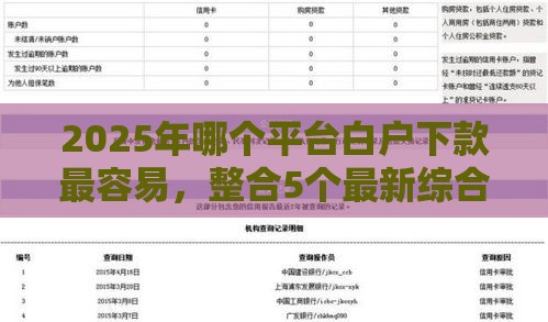2025年哪个平台白户下款最容易，整合5个最新综合评估未通过平台可以借钱