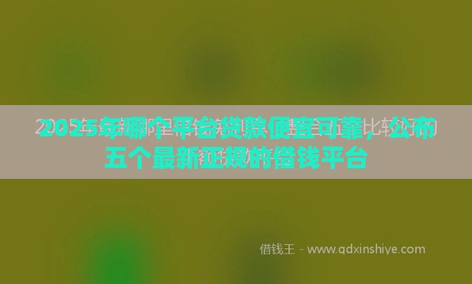 2025年哪个平台贷款便宜可靠，公布五个最新正规的借钱平台