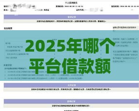 2025年哪个平台借款额度高安全：整理五个2025热门征信花了也能下款的平台