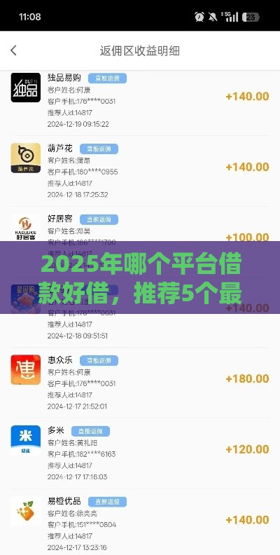 2025年哪个平台借款好借，推荐5个最新网贷推广返佣平台