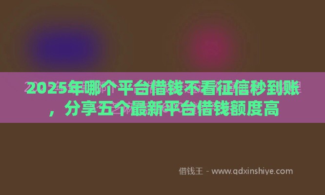 2025年哪个平台借钱不看征信秒到账，分享五个最新平台借钱额度高