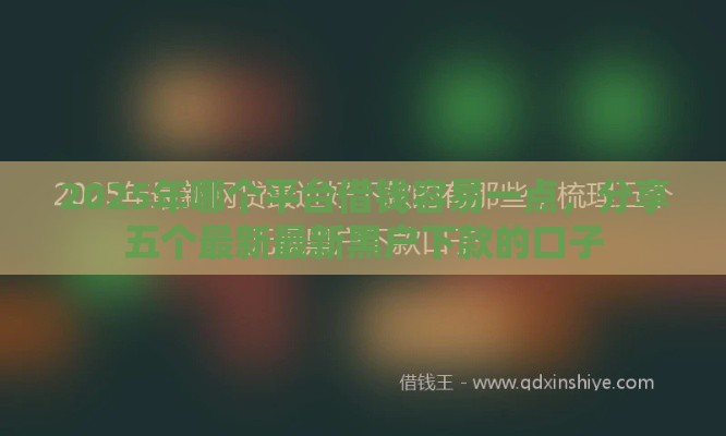 2025年哪个平台借钱容易一点，分享五个最新最新黑户下款的口子