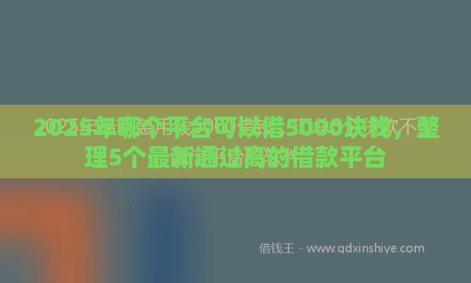 2025年哪个平台可以借5000块钱，整理5个最新通过高的借款平台