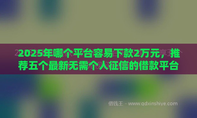 2025年哪个平台容易下款2万元，推荐五个最新无需个人征信的借款平台