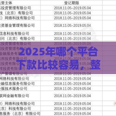 2025年哪个平台下款比较容易，整理5个最新网贷平台排行