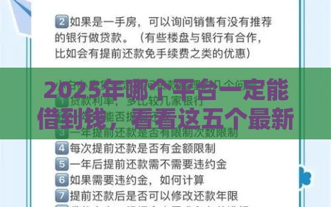 2025年哪个平台一定能借到钱，看看这五个最新网络贷款平台排名不分先后