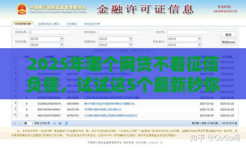 2025年哪个网贷不看征信负债，试试这5个最新秒你贷同款平台