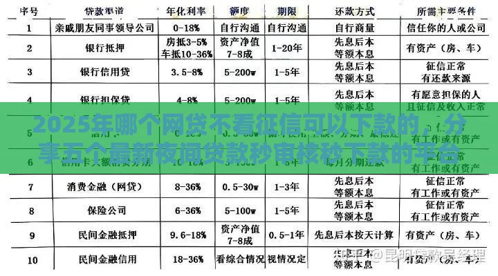 2025年哪个网贷不看征信可以下款的，分享五个最新夜间贷款秒审核秒下款的平台