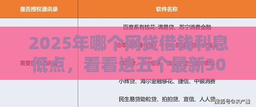 2025年哪个网贷借钱利息低点，看看这五个最新30天担保费必下口子2025