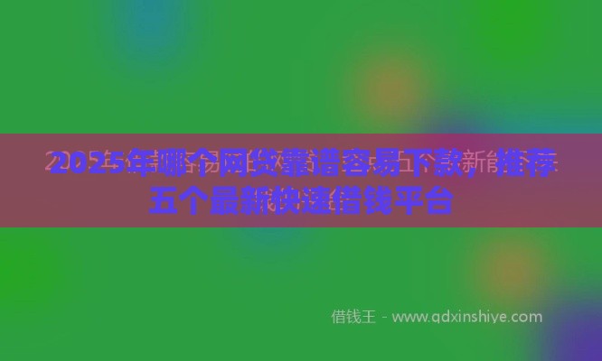 2025年哪个网贷靠谱容易下款，推荐五个最新快速借钱平台