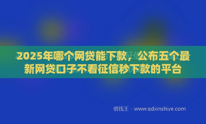 2025年哪个网贷能下款，公布五个最新网贷口子不看征信秒下款的平台