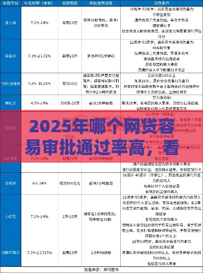2025年哪个网贷容易审批通过率高，看看这5个最新好口子网