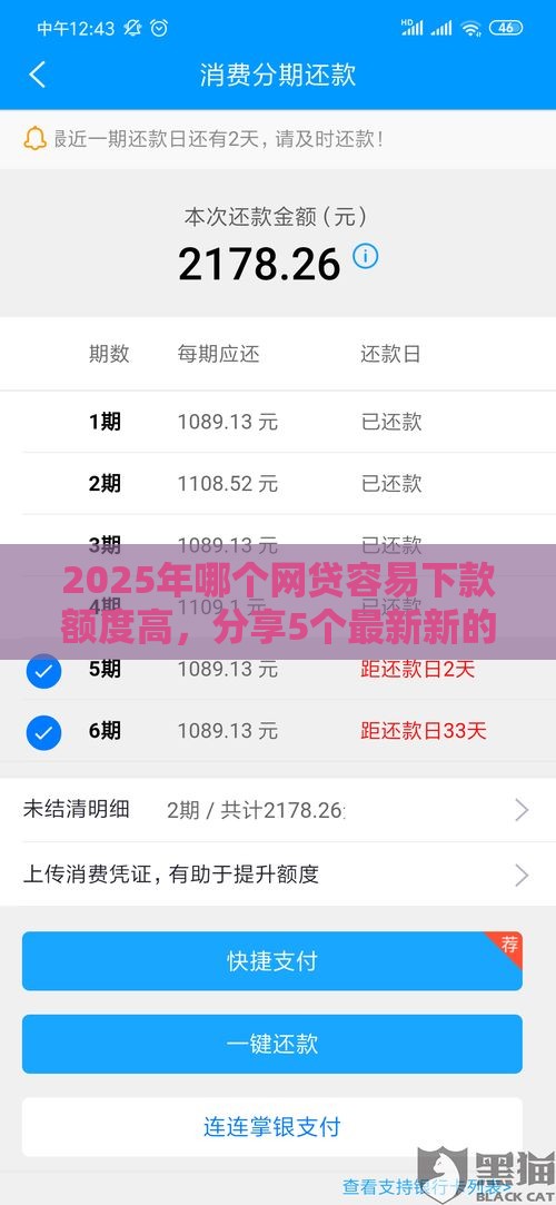 2025年哪个网贷容易下款额度高，分享5个最新新的贷款平台
