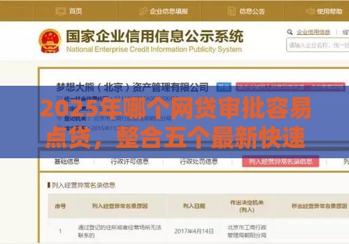 2025年哪个网贷审批容易点贷，整合五个最新快速贷款不看征信的平台