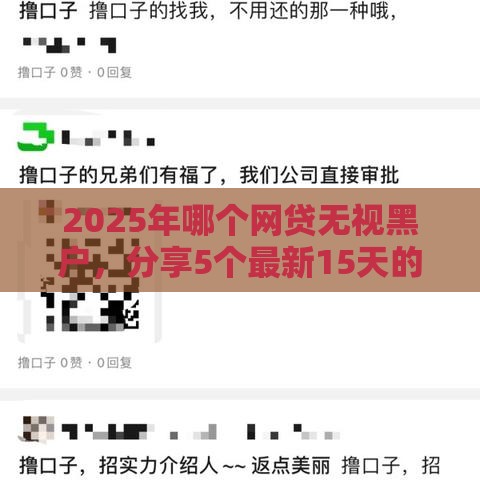 2025年哪个网贷无视黑户，分享5个最新15天的口子