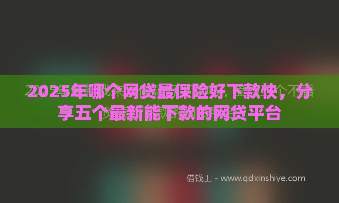 2025年哪个网贷最保险好下款快，分享五个最新能下款的网贷平台