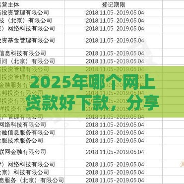 2025年哪个网上贷款好下款，分享5个最新网贷代理平台
