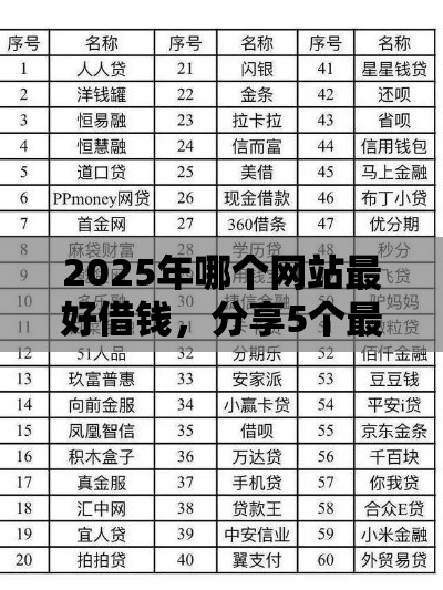 2025年哪个网站最好借钱，分享5个最新所有网贷平台