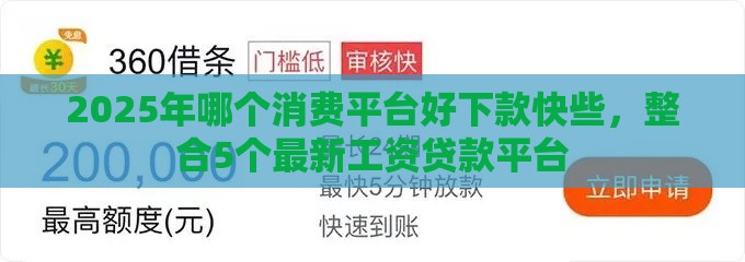 2025年哪个消费平台好下款快些，整合5个最新工资贷款平台